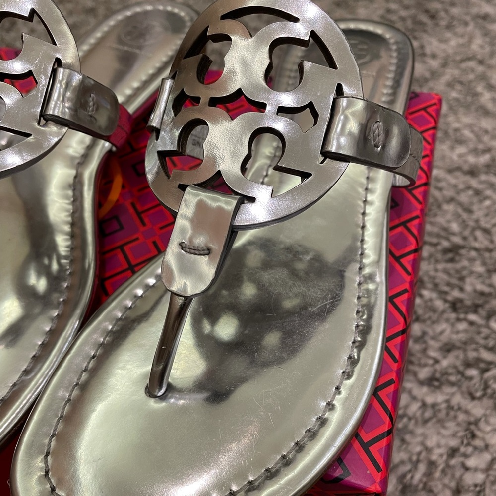 Tory Burch silver Miller Sandals, brand new with box